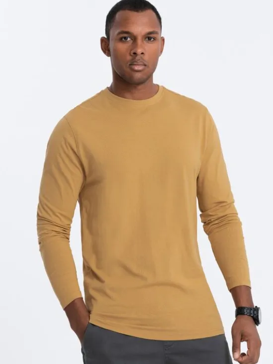 Ombre Longsleeve OM-LSBL-0106 Złoty Regular Fit