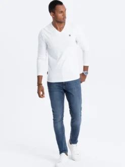 Ombre Longsleeve OM-LSCL-0110 Biały Regular Fit
