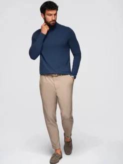 Ombre Longsleeve OM-LSCL-0130 Granatowy Slim Fit