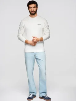 Ombre Longsleeve OM-LSPT-0136 Biały Regular Fit