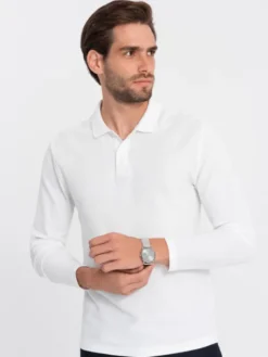 Ombre Longsleeve OM-POBL-0114 Biały Fitting Fit