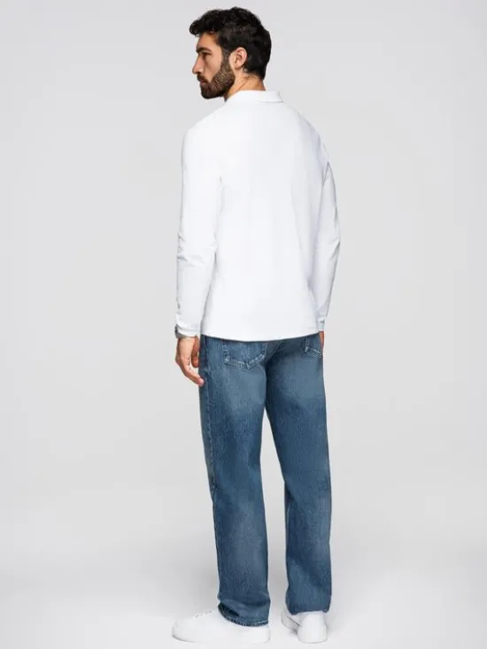 Ombre Longsleeve OM-POBL-0162 Biały Regular Fit