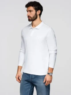 Ombre Longsleeve OM-POBL-0162 Biały Regular Fit