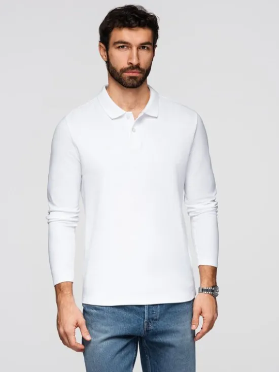Ombre Longsleeve OM-POBL-0162 Biały Regular Fit