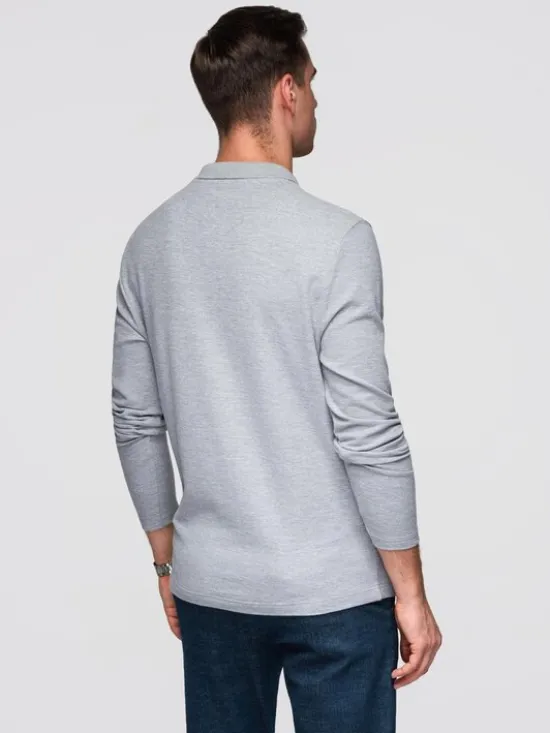 Ombre Longsleeve OM-POBL-0162 Szary Regular Fit
