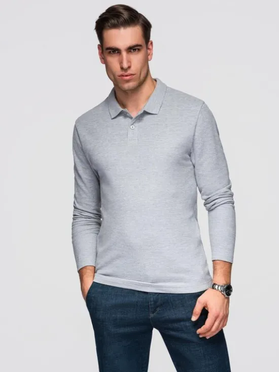 Ombre Longsleeve OM-POBL-0162 Szary Regular Fit