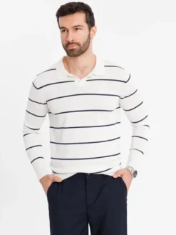 Ombre Longsleeve OM-POLS-0146 Biały Regular Fit