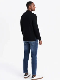 Ombre Longsleeve OM-POLS-0131 Czarny Regular Fit