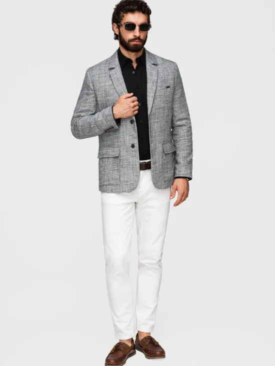 Ombre Marynarka M169 Czarny Regular Fit