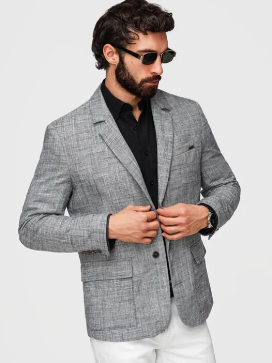 Ombre Marynarka M169 Czarny Regular Fit