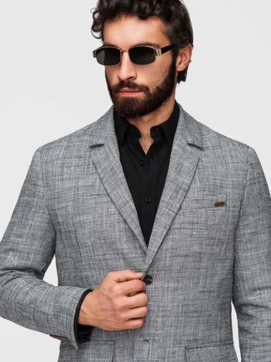 Ombre Marynarka M169 Czarny Regular Fit