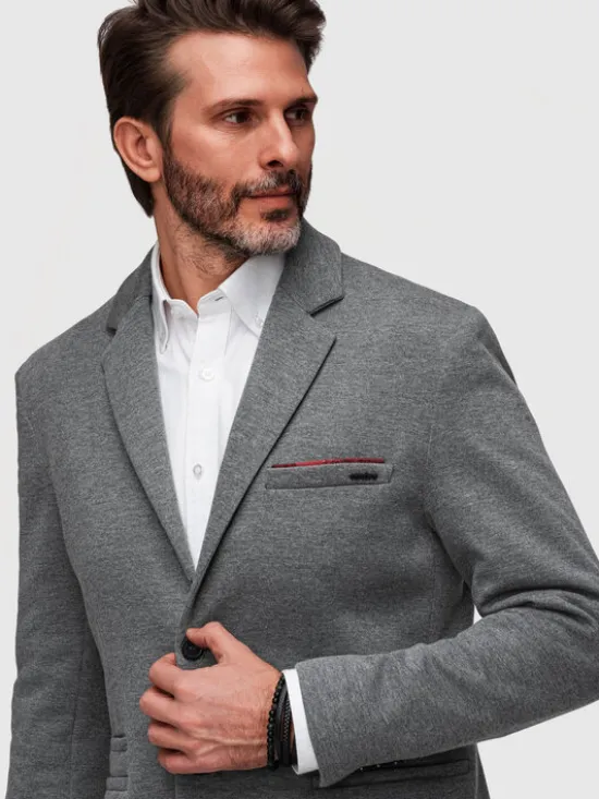 Ombre Marynarka M170 Szary Slim Fit
