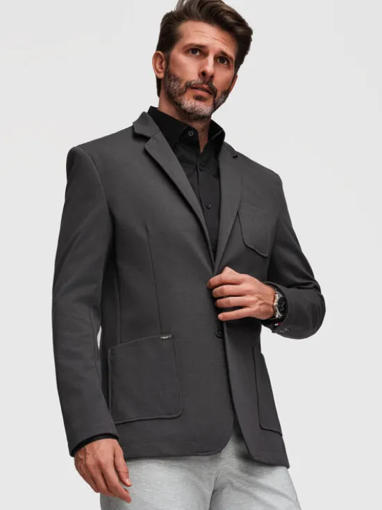Ombre Marynarka M165 Szary Slim Fit
