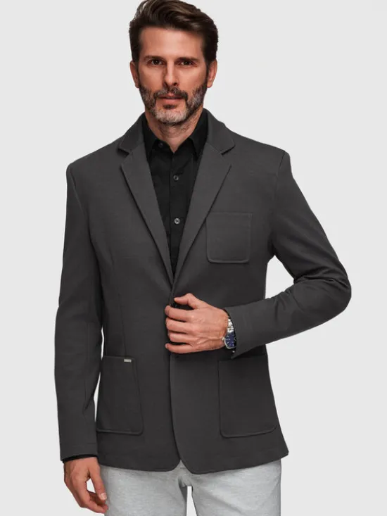Ombre Marynarka M165 Szary Slim Fit