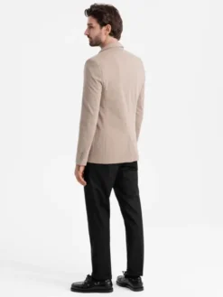 Ombre Marynarka OM-BLZB-0129 Beżowy Regular Fit