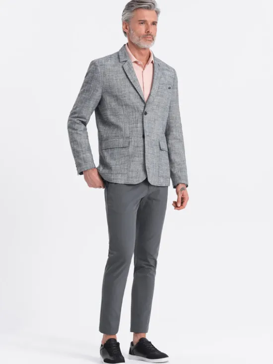 Ombre Marynarka OM-BLZB-0128 Szary Regular Fit