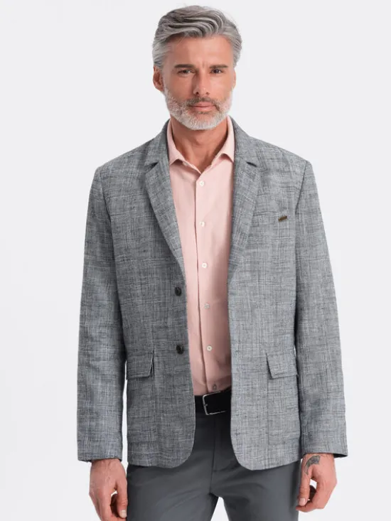 Ombre Marynarka OM-BLZB-0128 Szary Regular Fit