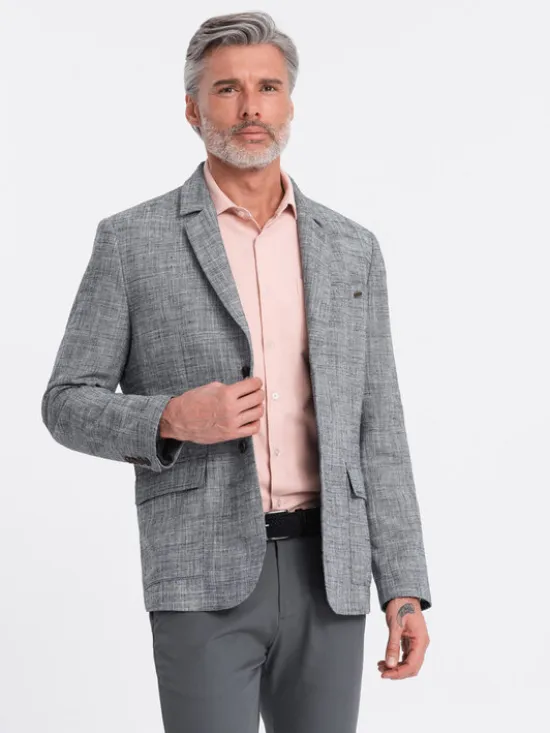 Ombre Marynarka OM-BLZB-0128 Szary Regular Fit