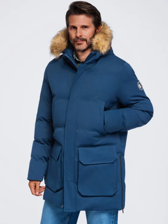 Ombre Parka OM-JALJ-0310 Granatowy Loose Fit