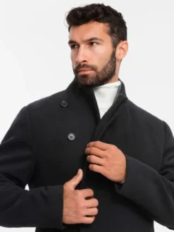 Ombre Płaszcz przejściowy OM-COWC-0141 Czarny Regular Fit