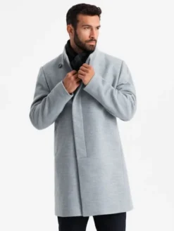 Ombre Płaszcz przejściowy OM-COWC-0141 Szary Regular Fit