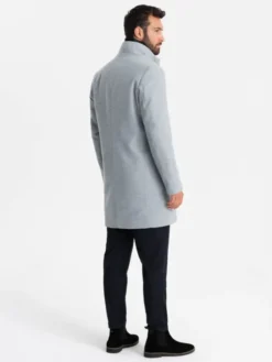 Ombre Płaszcz przejściowy OM-COWC-0141 Szary Regular Fit