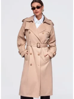 Ombre Płaszcz przejściowy OW-COLC-0121 Beżowy Regular Fit
