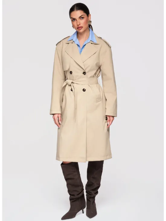 Ombre Płaszcz przejściowy OW-COLC-0117 Beżowy Regular Fit