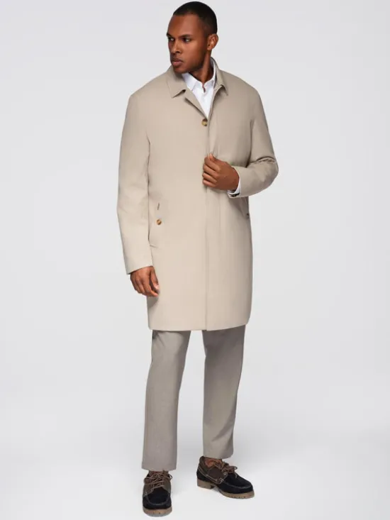 Ombre Płaszcz zimowy OM-COLC-0144 Beżowy Regular Fit