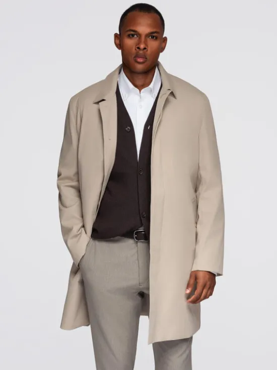 Ombre Płaszcz zimowy OM-COLC-0144 Beżowy Regular Fit