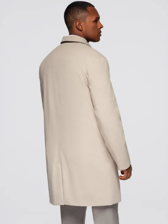 Ombre Płaszcz zimowy OM-COLC-0144 Beżowy Regular Fit