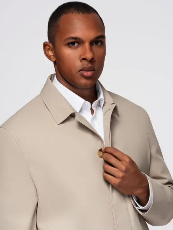 Ombre Płaszcz zimowy OM-COLC-0144 Beżowy Regular Fit