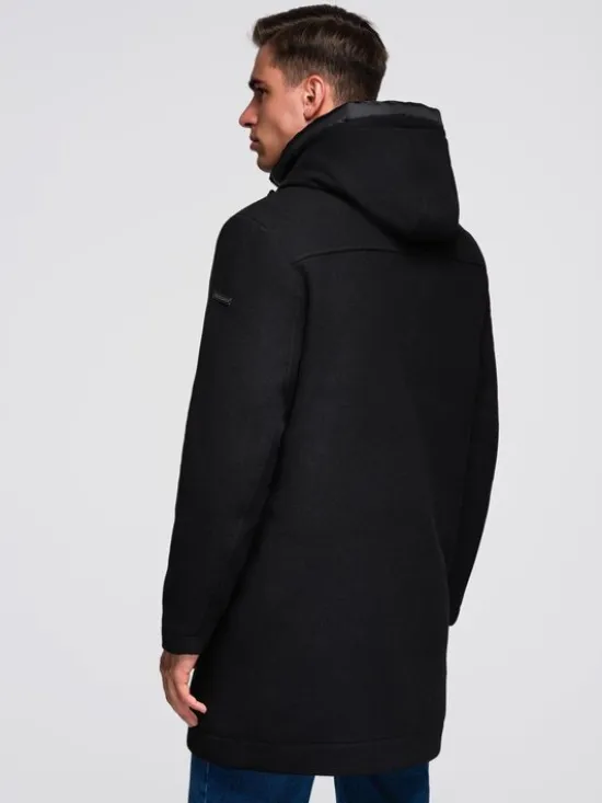 Ombre Płaszcz zimowy OM-COWC-0132 Czarny Regular Fit