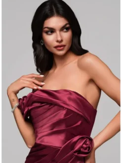 Ombre Sukienka wieczorowa LA-OM-DLR144 Bordowy Regular Fit