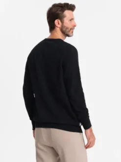 Ombre Sweter OM-SWSW-0144 Czarny Regular Fit