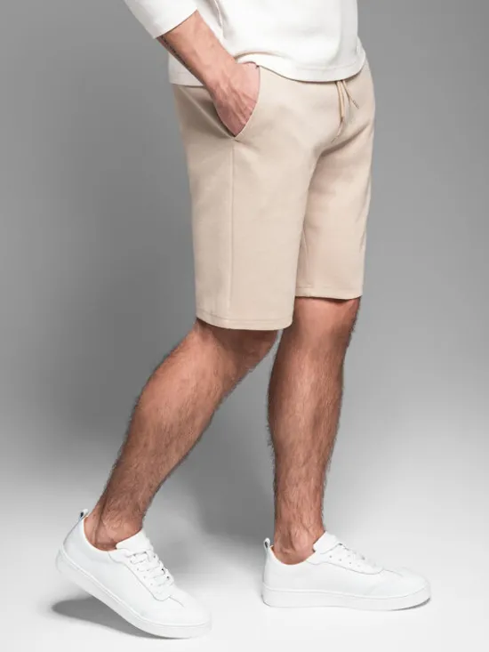 Ombre Szorty materiałowe OM-SRCS-0168 Beżowy Slim Fit
