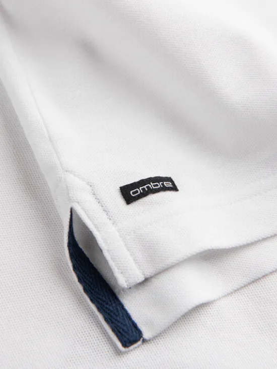 Ombre T-Shirt OM-TSCT-0156 Biały Regular Fit