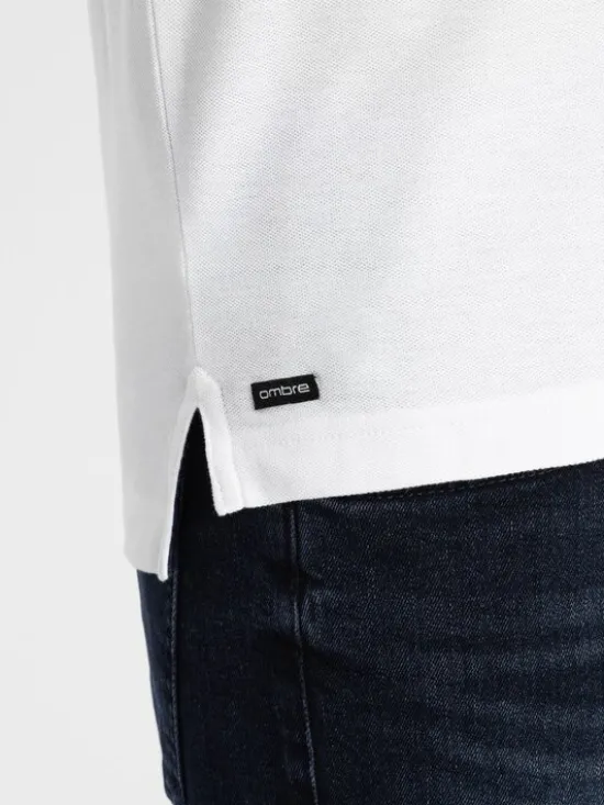 Ombre T-Shirt OM-TSCT-0156 Biały Regular Fit