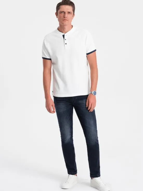 Ombre T-Shirt OM-TSCT-0156 Biały Regular Fit