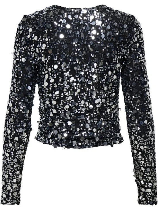 ONLY Bluzka Catina 15358382 Czarny Slim Fit