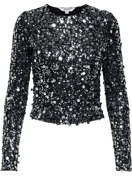 ONLY Bluzka Catina 15358382 Czarny Slim Fit