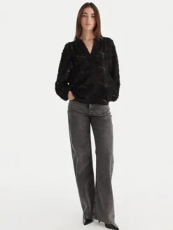 ONLY Bluzka Korsa 15360837 Czarny Oversize