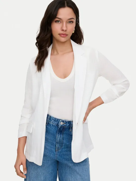 ONLY Marynarka Lita 15370275 Biały Regular Fit