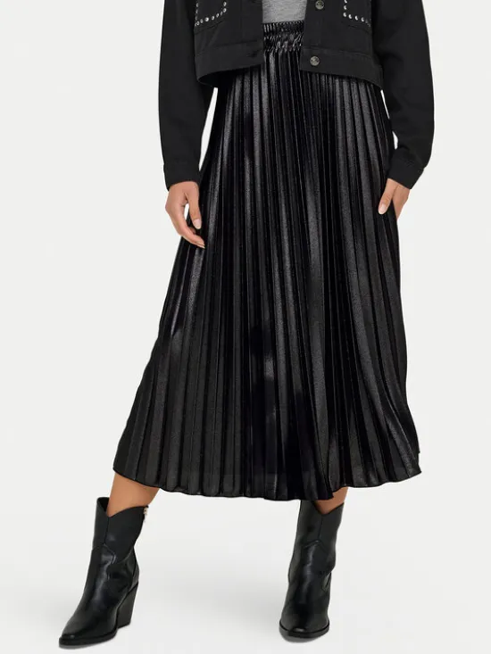 ONLY Spódnica plisowana Lyon 15330727 Czarny Regular Fit