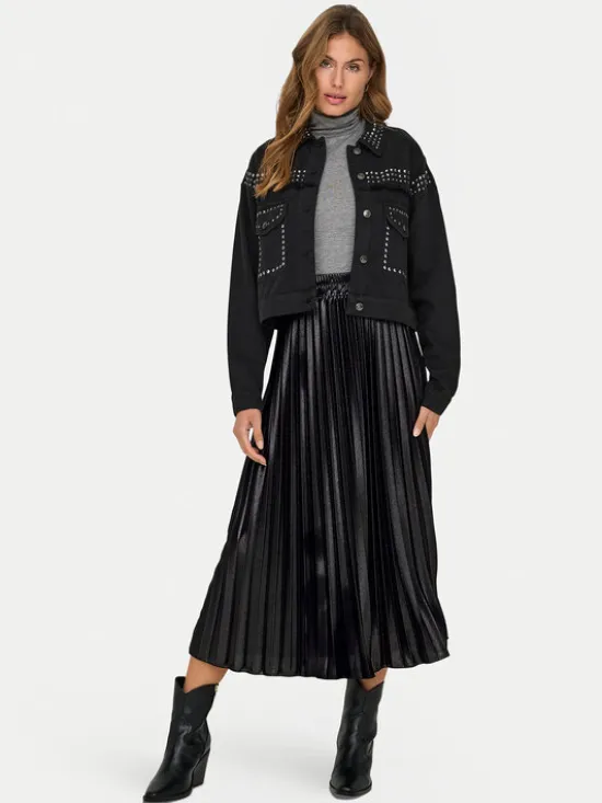 ONLY Spódnica plisowana Lyon 15330727 Czarny Regular Fit