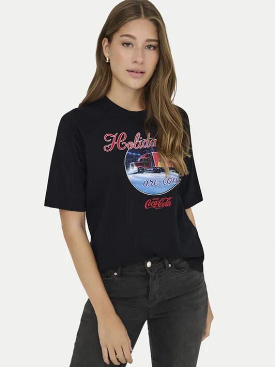 ONLY T-Shirt Coca Cola 15355794 Czarny Regular Fit
