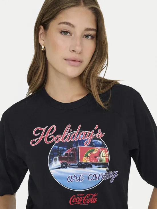 ONLY T-Shirt Coca Cola 15355794 Czarny Regular Fit