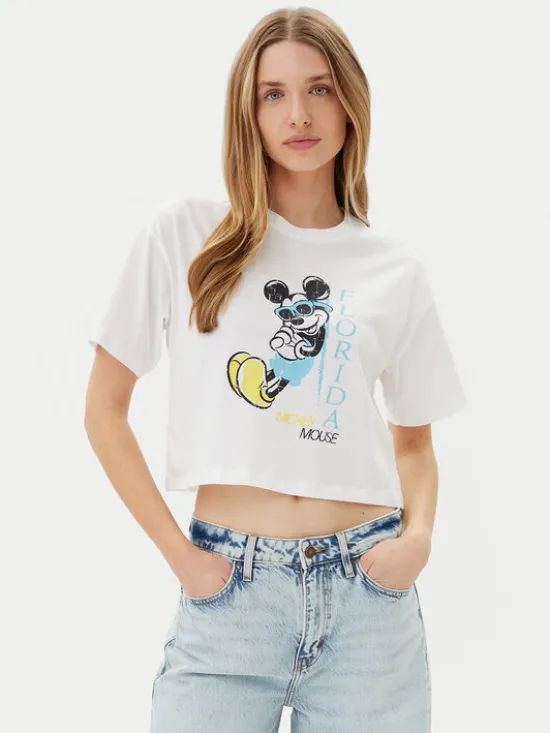 ONLY T-Shirt Mickey Minnie 15348126 Biały Regular Fit
