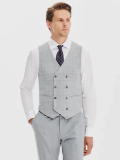 Pako Lorente Kamizelka garniturowa P25WF-8X-001 Szary Slim Fit