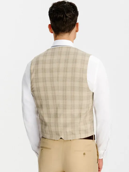 Pako Lorente Kamizelka garniturowa P26SF-8X-012 Beżowy Slim Fit